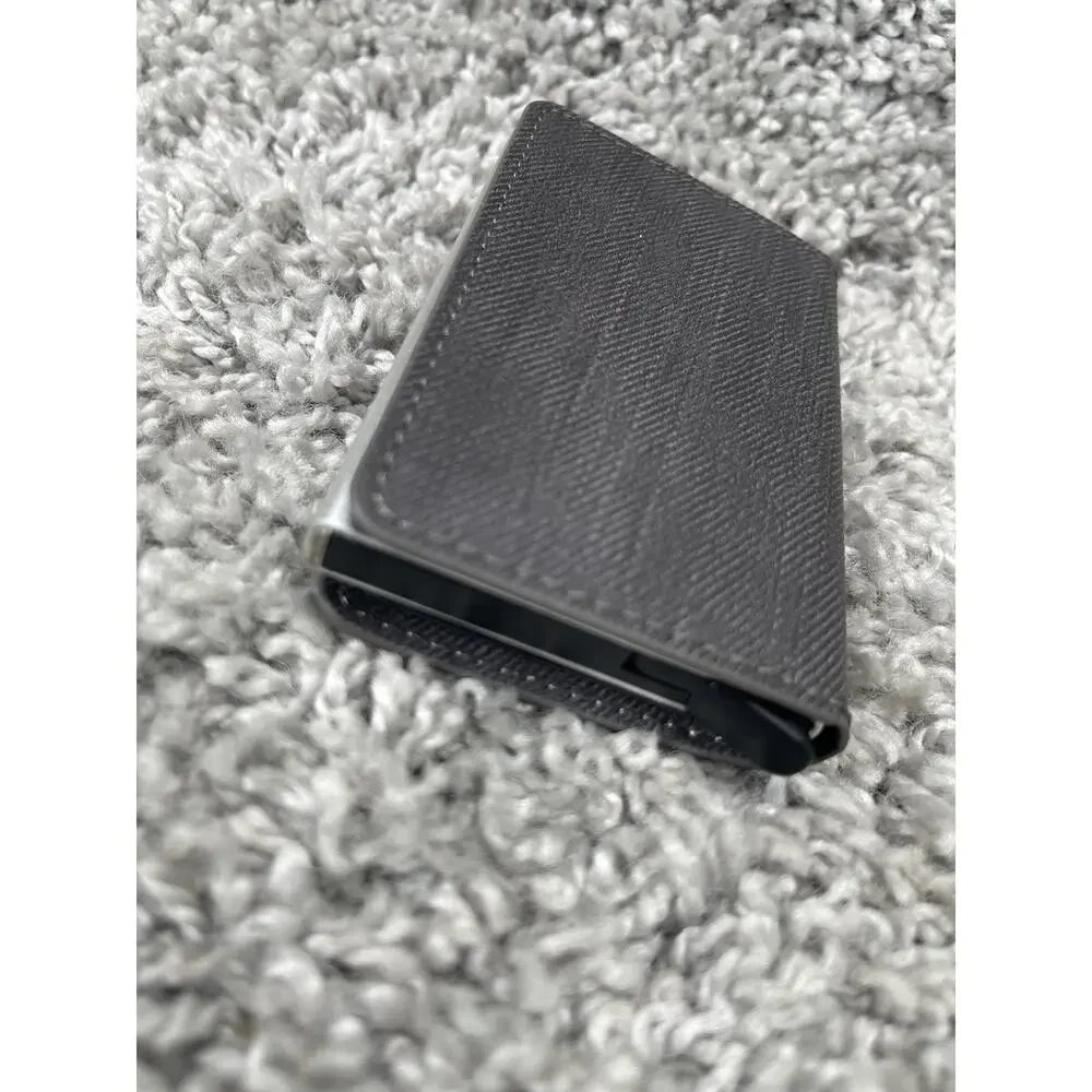 Dark Grey Trifold Leather Wallet Men’s Accessory